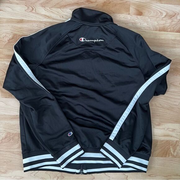 Champion Black and White Zip Up Track Jacket Women’s Medium - Picture 1 of 5